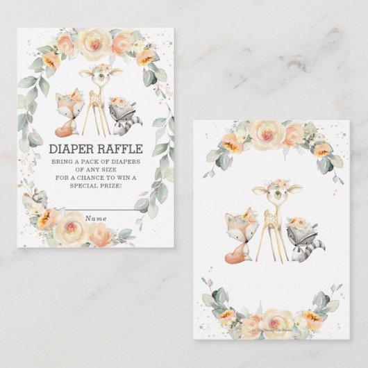 ウッドランドイエローフローラグリーンおむつラッフル エンクロージャーカード (正面/裏面)