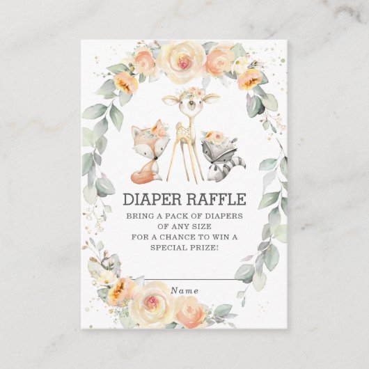 ウッドランドイエローフローラグリーンおむつラッフル エンクロージャーカード (正面)