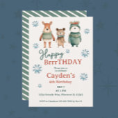 ウッドランドウィンターアニマルボーイ誕生日 招待状