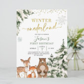 ウッドランドウィンターオネダーランドフォレストファースト誕生日I 招待状 (スタンド正面)