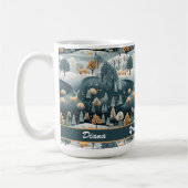 ウッドランドウィンタースカンジナビアパーソナライズされたアート コーヒーマグカップ (左)