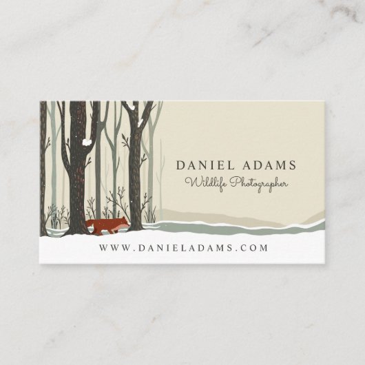 ウッドランドウィンターフォレストキツネ野生生物写真家 名刺 (正面)