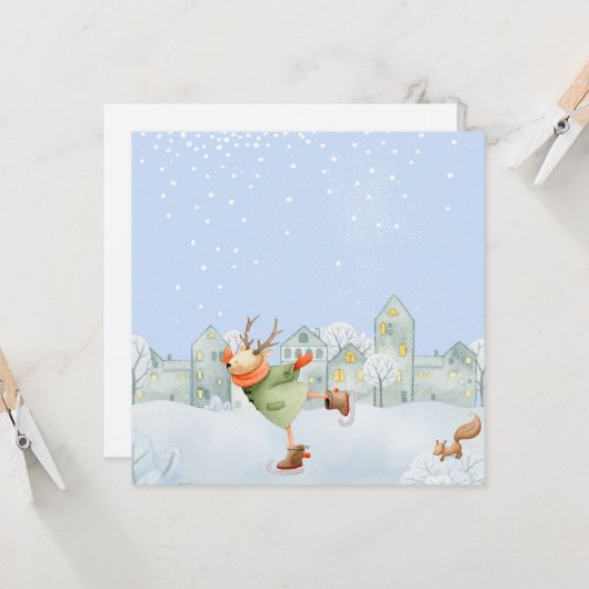 ウッドランドウィンターフレンズ – アイススケートで滑るトナカイ (正面/裏面インサイチュ)