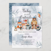 ウッドランドウィンターベビーシャワー招待状 招待状 (正面/裏面)