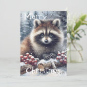 ウッドランドウィンターラクーンクリスマスウォーター色 シーズンカード (スタンド正面)