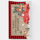 ウッドランドウィンターワンダーランドフォレストアニマルズ誕生日 横断幕 (縦)