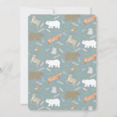 ウッドランドウィンターワンダーランドブルーフォト誕生日 招待状 (裏面)