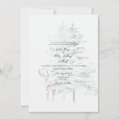 ウッドランドウォーターカラーの木と鹿結婚の 招待状 (正面)