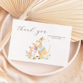 ウッドランドウォーターカラーカンガルー家族赤ちゃんシャワー サンキューカード