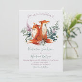 ウッドランドウォーターカラーキツネ結婚式招待状 招待状 (スタンド正面)