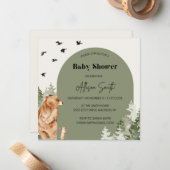 ウッドランドウォーターカラースクエアベビーシャワー招待状 ノートカード (正面/裏面インサイチュ)