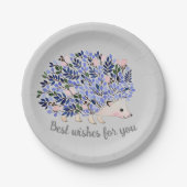 ウッドランドウォーターカラーハリネズミ ペーパープレート (正面)