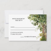 ウッドランドウォーターカラーバックヤード庭園の結婚式 出欠カード (正面)