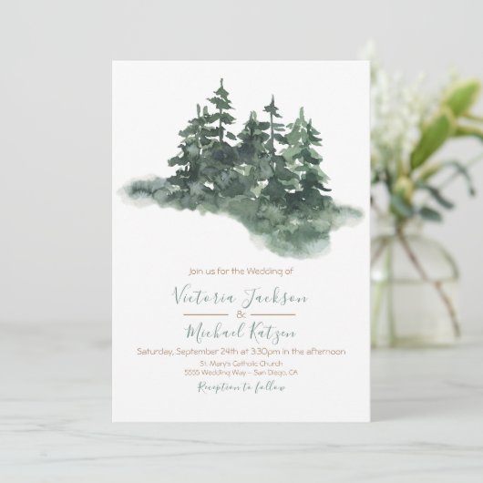 ウッドランドウォーターカラーパイン結婚フォレス 招待状 (スタンド正面)