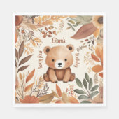 ウッドランドウォーターカラーファースト誕生日ベビーベア秋 スタンダードランチョンナプキン (正面)