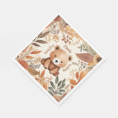 ウッドランドウォーターカラーファースト誕生日ベビーベア秋 スタンダードランチョンナプキン (角)