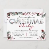 ウッドランドウォーターカラーフォレストクリスマスパーティー 招待状 (正面)
