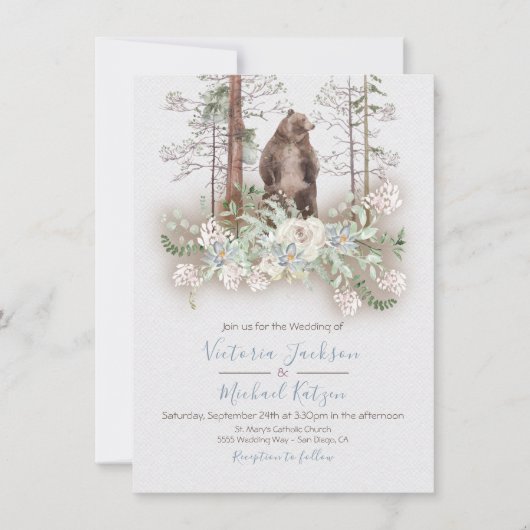 ウッドランドウォーターカラーフォレスト結婚式招待状 招待状 (正面)