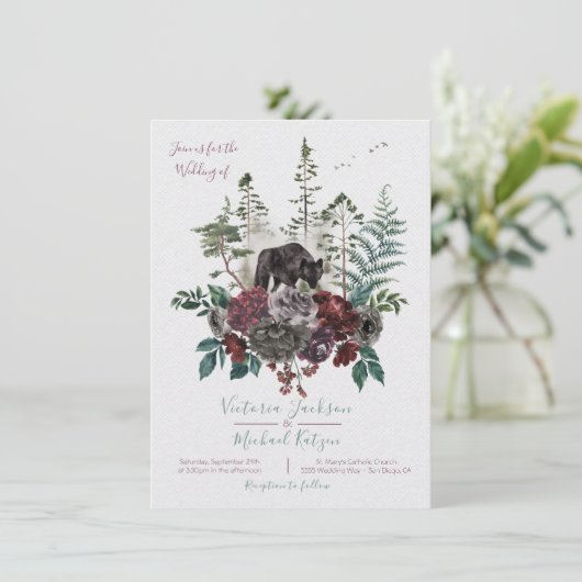 ウッドランドウォーターカラーフォレスト結婚式招待状 招待状 (スタンド正面)