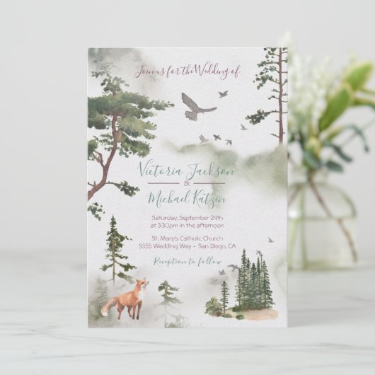 ウッドランドウォーターカラーフォレスト結婚式招待状 招待状 (スタンド正面)