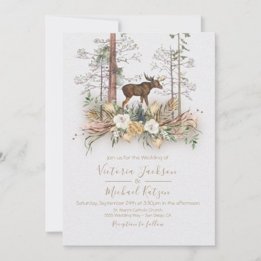 ウッドランドウォーターカラーフォレスト結婚式招待状 招待状 (正面)