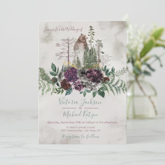 ウッドランドウォーターカラーフォレスト結婚式招待状 招待状 (スタンド正面)