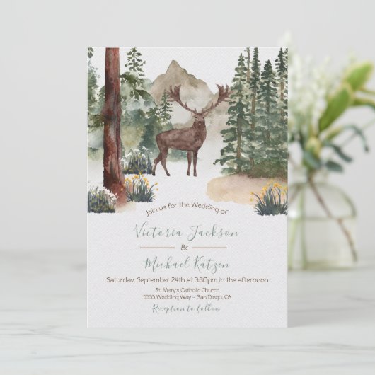 ウッドランドウォーターカラーフォレスト結婚式招待状 招待状 (スタンド正面)