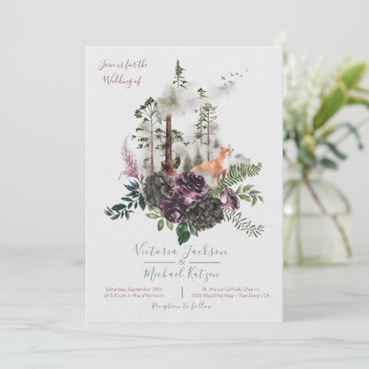 ウッドランドウォーターカラーフォレスト結婚式招待状 招待状 (スタンド正面)