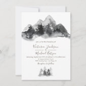 ウッドランドウォーターカラーマウンテン結婚式招待状 招待状 (正面)