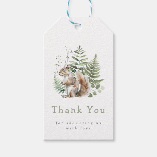 ウッドランドウォーターカラーリス赤ちゃんシャワー ギフトタグ (正面)