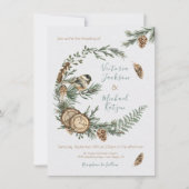 ウッドランドウォーターカラー素朴なリース結婚ズ 招待状 (正面)