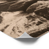 ウッドランドウォーターフォールインセピアブラウン自然 ポスター (角)