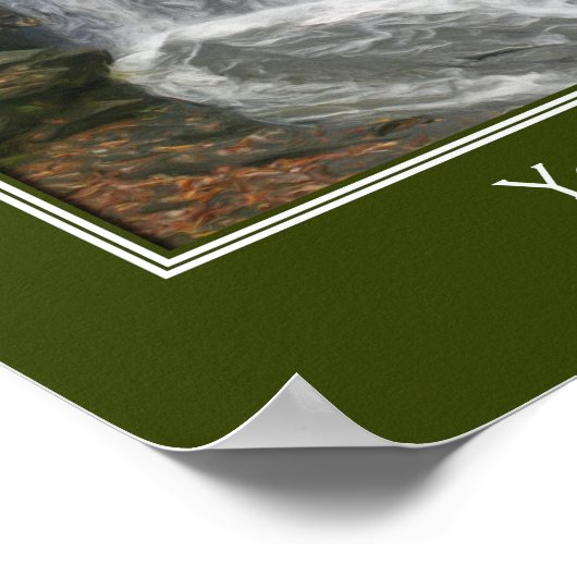 ウッドランドウォーターフォール自然パーソナライズされたアート ポスター (角)