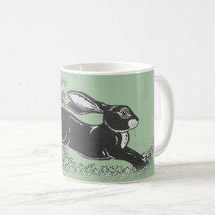 ウッドランドウサギグリーンヴィンテージ素朴動物 コーヒーマグカップ