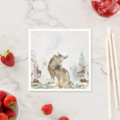 ウッドランドウルフと鹿の森 スタンダードカクテルナプキン (インサイチュ)