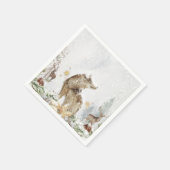ウッドランドウルフと鹿の森 スタンダードカクテルナプキン (角)