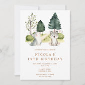 ウッドランドウルフバースデーパーティーの招待 招待状 (正面)