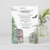 ウッドランドウルフフォレストワイルドワン誕生日 招待状 (スタンド正面)