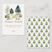 ウッドランドウルフ赤ちゃんシャワーおむつラッフル エンクロージャーカード (正面/裏面)