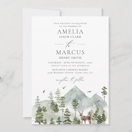 ウッドランドエバーグリーンマウンテンズ結婚式招待状 招待状 (正面)