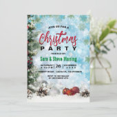 ウッドランドエレガントの雪片グリーンクリスマスパーティー 招待状 (スタンド正面)
