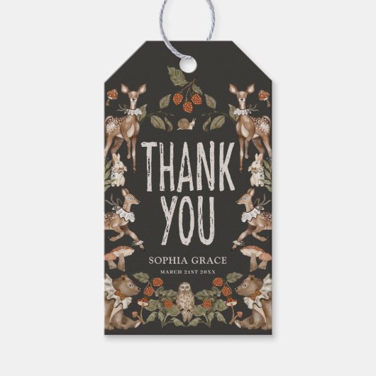 ウッドランドエレガントフォレスト赤ちゃんシャワーありがとう ギフトタグ (正面)