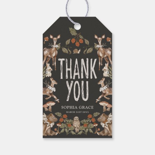 ウッドランドエレガントフォレスト赤ちゃんシャワーありがとう ギフトタグ (裏面)