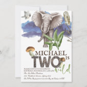 ウッドランドエレファントウォーターカラー第2誕生日 招待状 (正面)