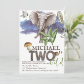 ウッドランドエレファントウォーターカラー第2誕生日 招待状 (スタンド正面)