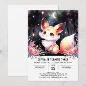 ウッドランドエンチャントキツネ誕生日デジタル 招待状 (正面/裏面)