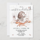 ウッドランドオンダーランドスカンジナビア誕生日パーティー 招待状 (正面)