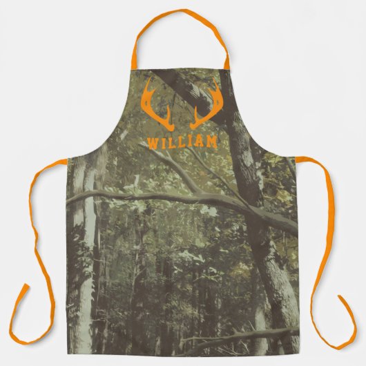ウッドランドカモフラージュパターンオレンジディア〔雄ジカの〕枝角 エプロン (正面)