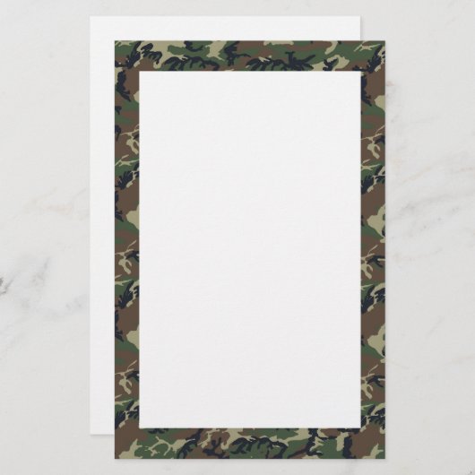 ウッドランドカモフラージュ背景テンプレート 便箋 (正面/裏面)
