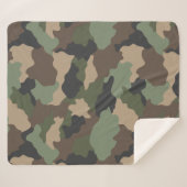 ウッドランドカモフラージュ迷彩柄カーキグリーンタンブラック シェルパブランケット (正面(横))